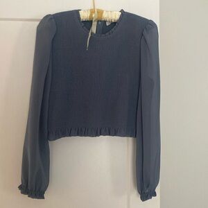 Wilfred long sleeve smocked top blue